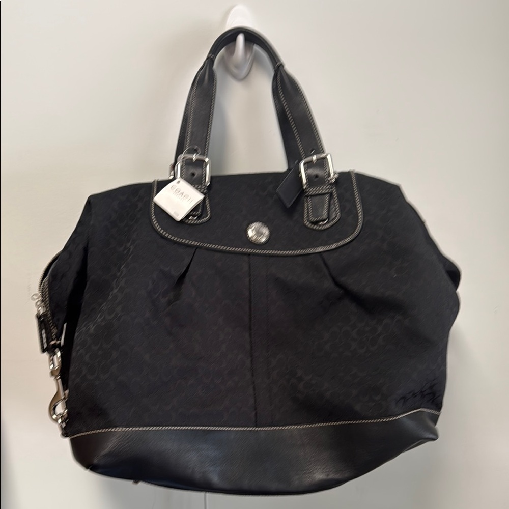 Coach Black Tote with Sleek Leather Accents